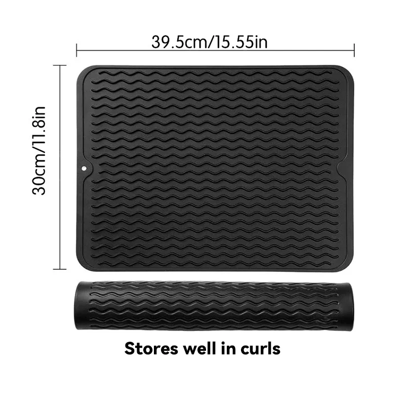Silicone Drying Mat 20"x16" with Ripple Pattern 6 Silicone Drying Mat 20"x16" with Ripple Pattern - Image 6