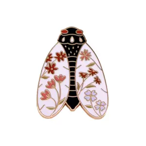 Elegant Cicada Brooch in Black and Gold