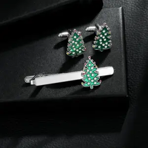 Festive Christmas Cufflinks & Tie Clip Set 10 S26a942dd986e4cb9808b3aad6c0a2096a