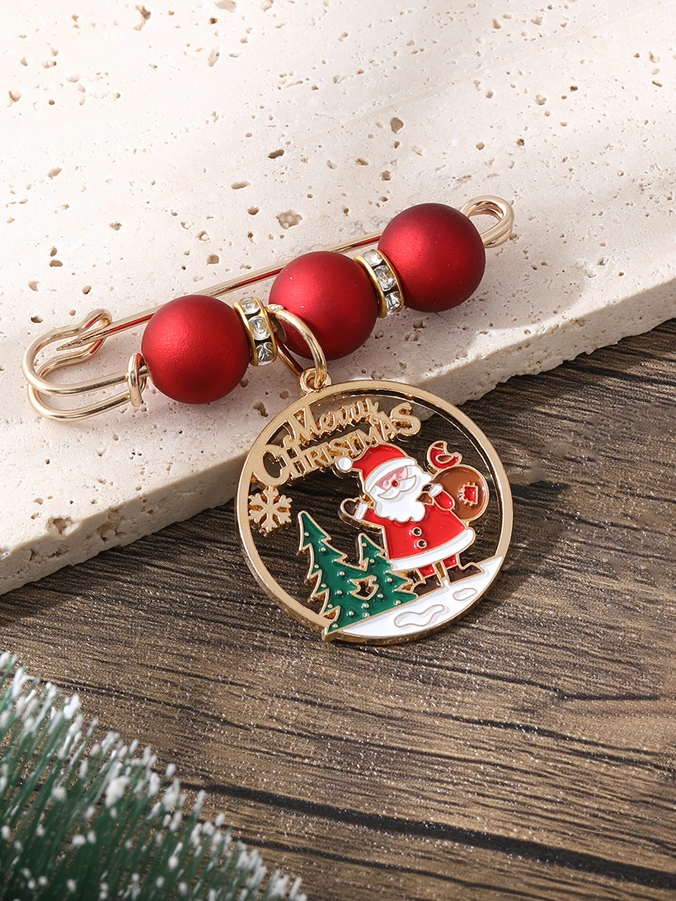 Festive Santa Brooch with Beads and Rhinestones 10 Festive Santa Brooch with Beads and Rhinestones - Image 10