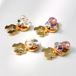 Colored Diamond Pearl Cufflink Set in Gold