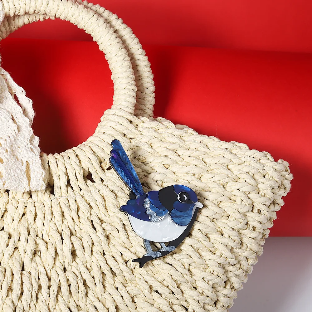 Blue Magpie Acrylic Brooch for Fashion 5 Blue Magpie Acrylic Brooch for Fashion - Image 5