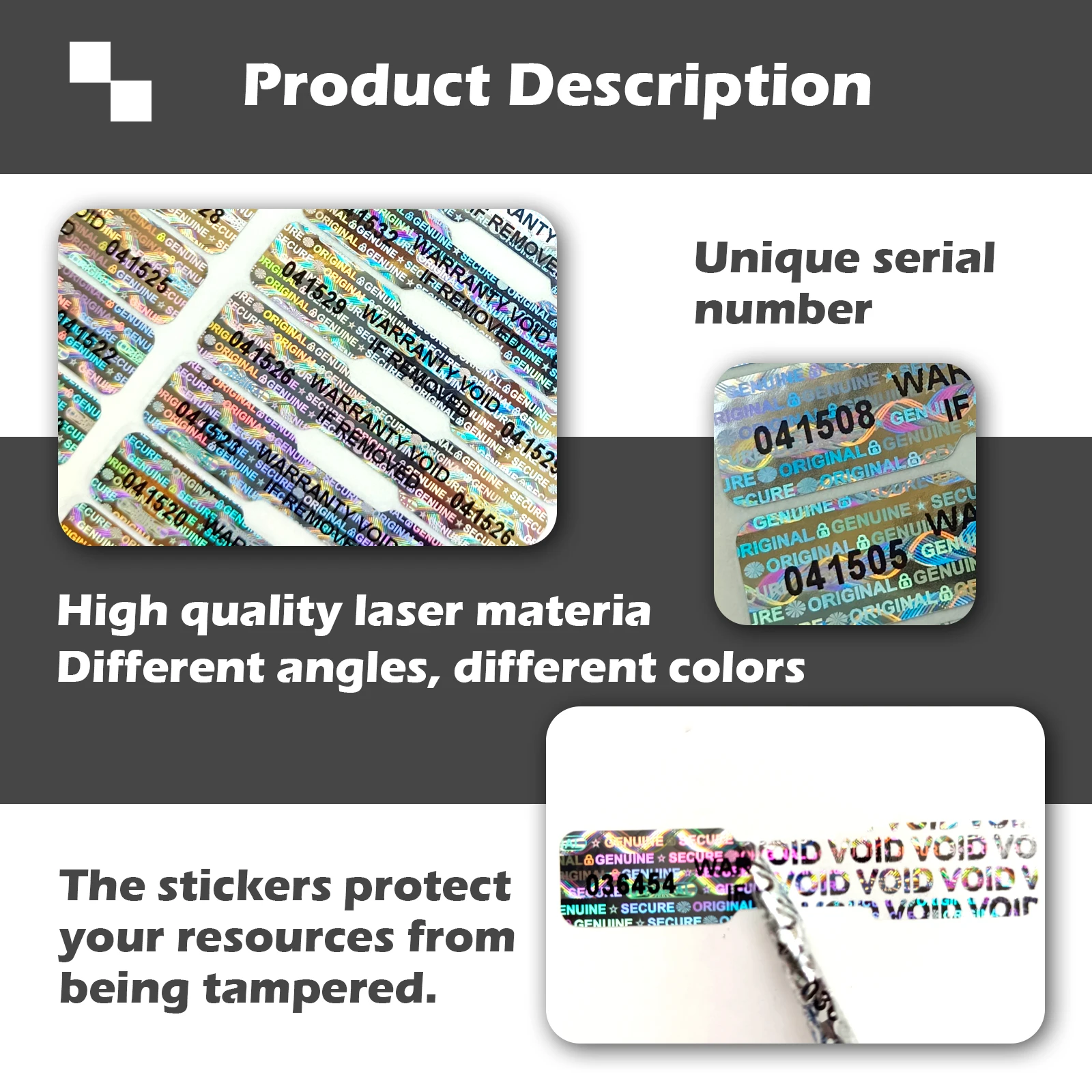 Bone-Shaped Holographic Security Sticker 50mm x 10mm 3 Bone-Shaped Holographic Security Sticker 50mm x 10mm - Image 3