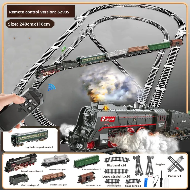 Retro Steam Locomotive Model RC Train Set 7 Retro Steam Locomotive Model RC Train Set - Image 7