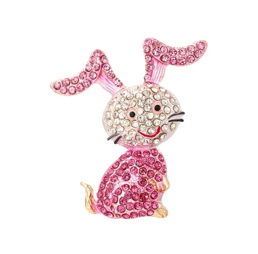 Pink Cartoon Rabbit Brooch for Women 1 Pink Cartoon Rabbit Brooch for Women