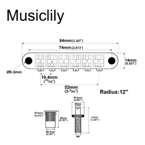 Musiclily Pro 52mm Tune-o-matic Bridge for Electric Guitars 10 S2891b996073f4c5885985550a7d7bb55S