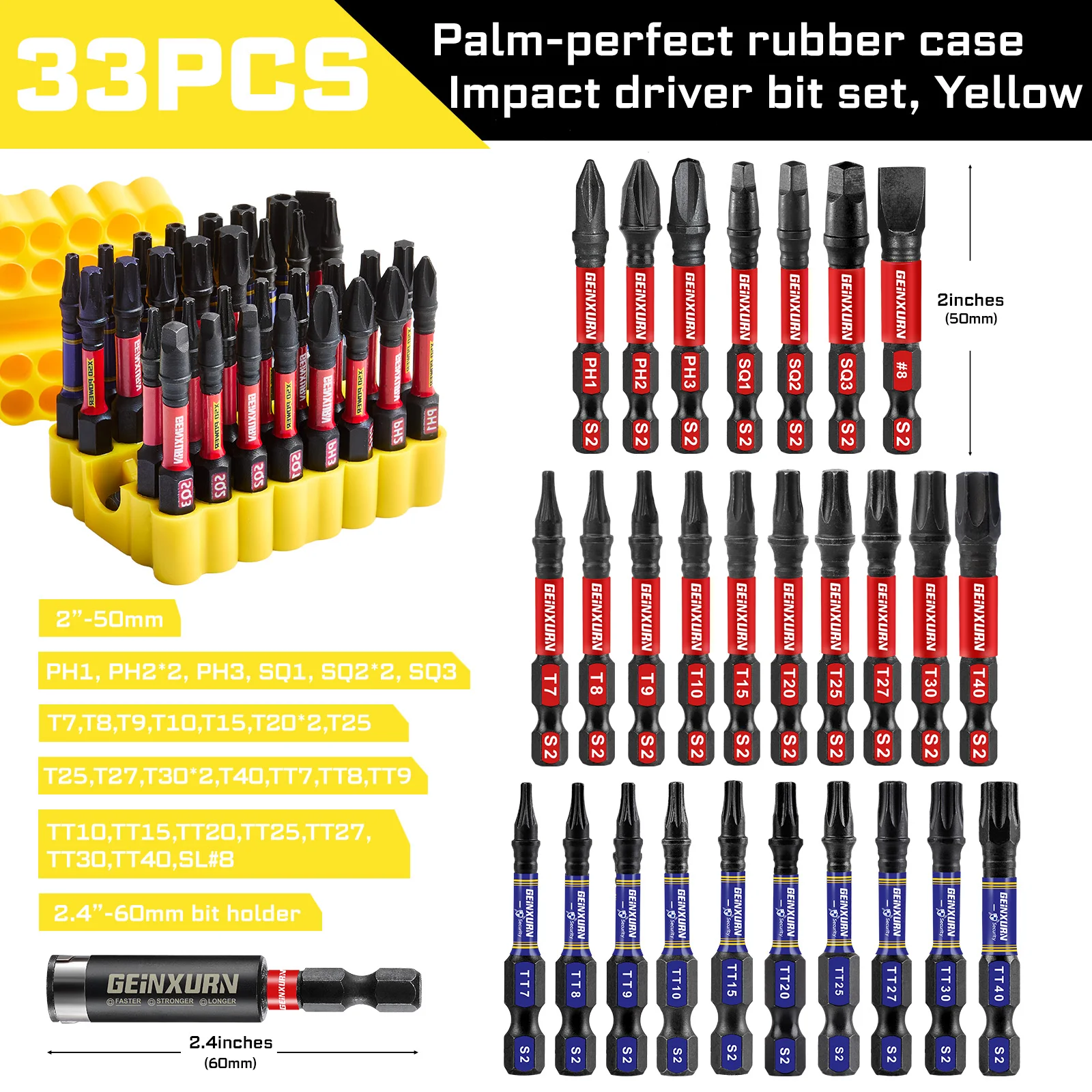 Impact Screwdriver Bits Set 33-Piece High-Hardness S2 Steel 7 Impact Screwdriver Bits Set 33-Piece High-Hardness S2 Steel - Image 7