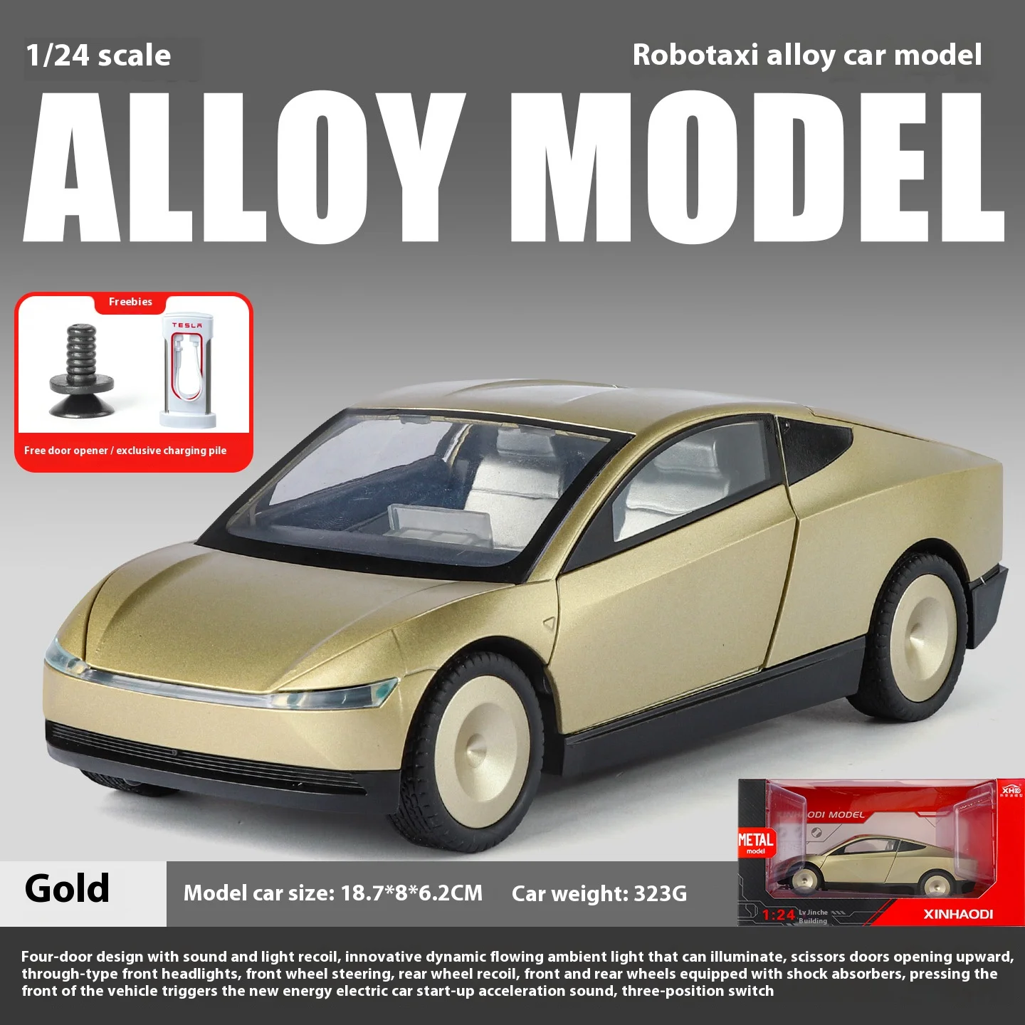 Gold Futuristic Robot Taxi Model 1:24 Scale 9 Gold Futuristic Robot Taxi Model 1:24 Scale - Image 9