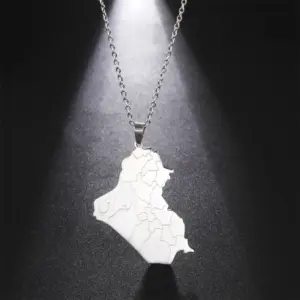 Stainless Steel Iraq Map Pendant Necklace 11 S29cc64f4fe5a4f0991312370dbbbfda47