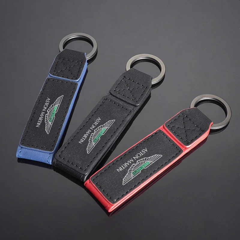 Aston Martin Winged Logo Keychain in Suede 3 Aston Martin Winged Logo Keychain in Suede - Image 3