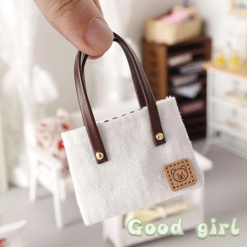 Miniature Dollhouse Canvas Shoulder Bag for Dolls 4 Miniature Dollhouse Canvas Shoulder Bag for Dolls - Image 4