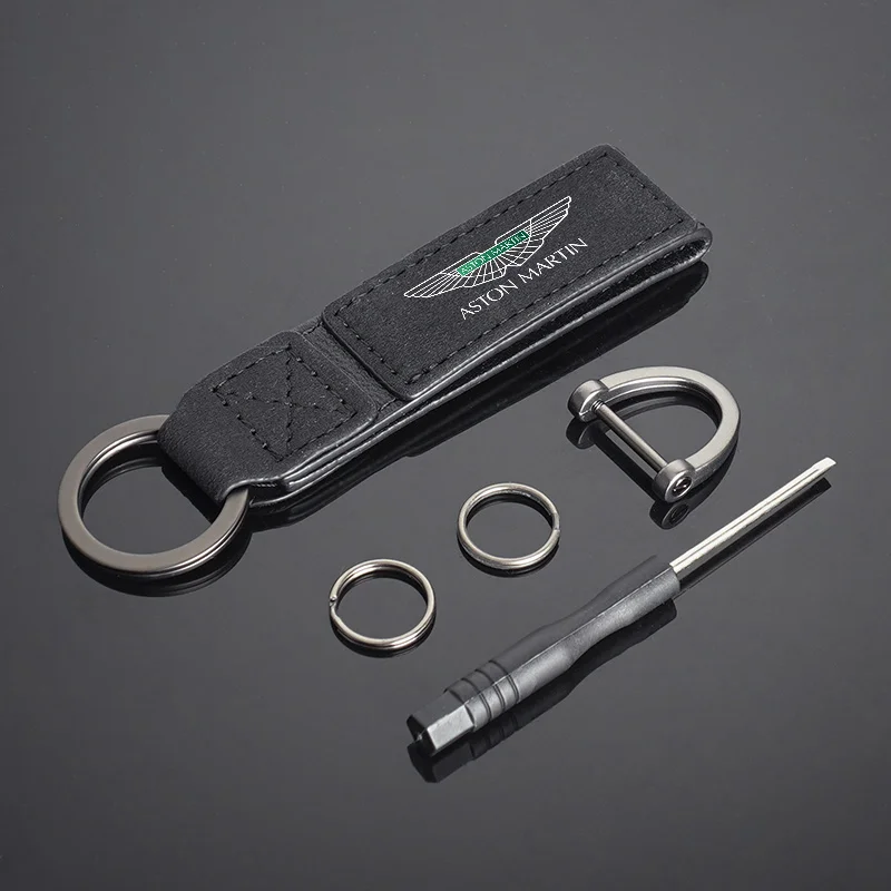 Aston Martin Winged Logo Keychain in Suede 4 Aston Martin Winged Logo Keychain in Suede - Image 4