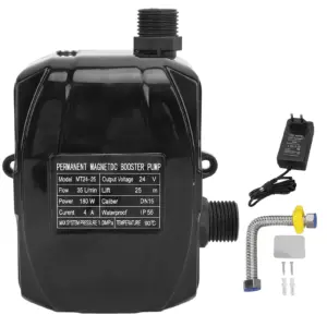 Portable Water Pressure Booster Pump Permanent Magnetic Automatic Manual Ultra Quiet 35L/min Sprink Shower 180W Black AC100-240V