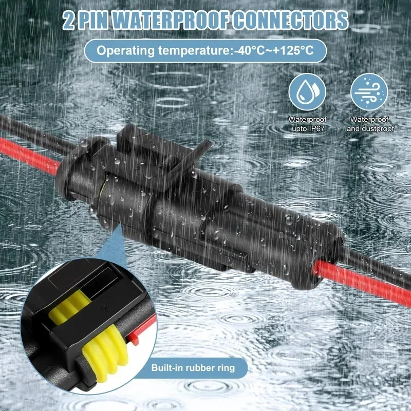 Waterproof 2-Pin Vehicle Connector Set 2 Waterproof 2-Pin Vehicle Connector Set - Image 2