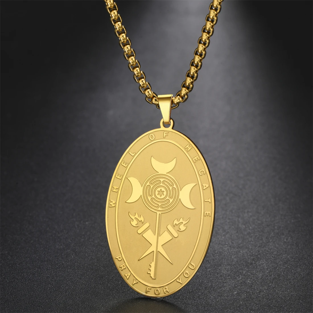 Stainless Steel Triple Moon Necklace 3 Stainless Steel Triple Moon Necklace - Image 3