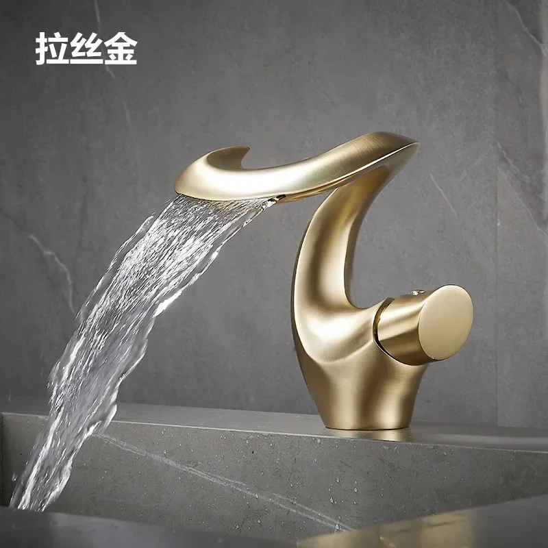 Waterfall Bathroom Faucet in Brushed Gun Grey 6 Waterfall Bathroom Faucet in Brushed Gun Grey - Image 6