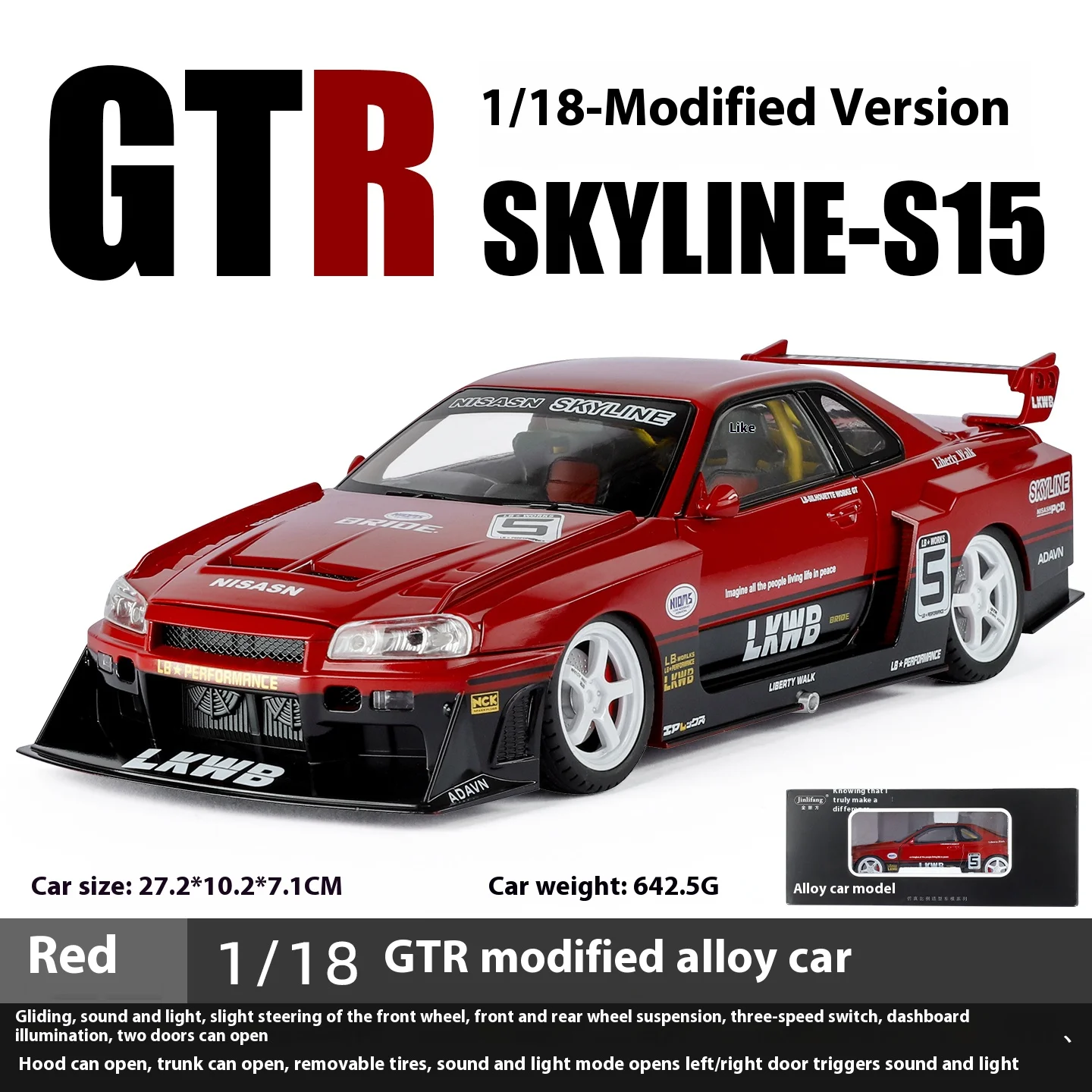 1:18 Scale Modified GTR Alloy Diecast Model 7 1:18 Scale Modified GTR Alloy Diecast Model - Image 7