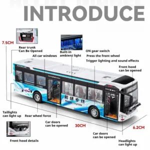 Diecast Electric Airport Bus Model 1:42 Scale 15 S2b0e2994a71243798c1d6f71585d84fbJ