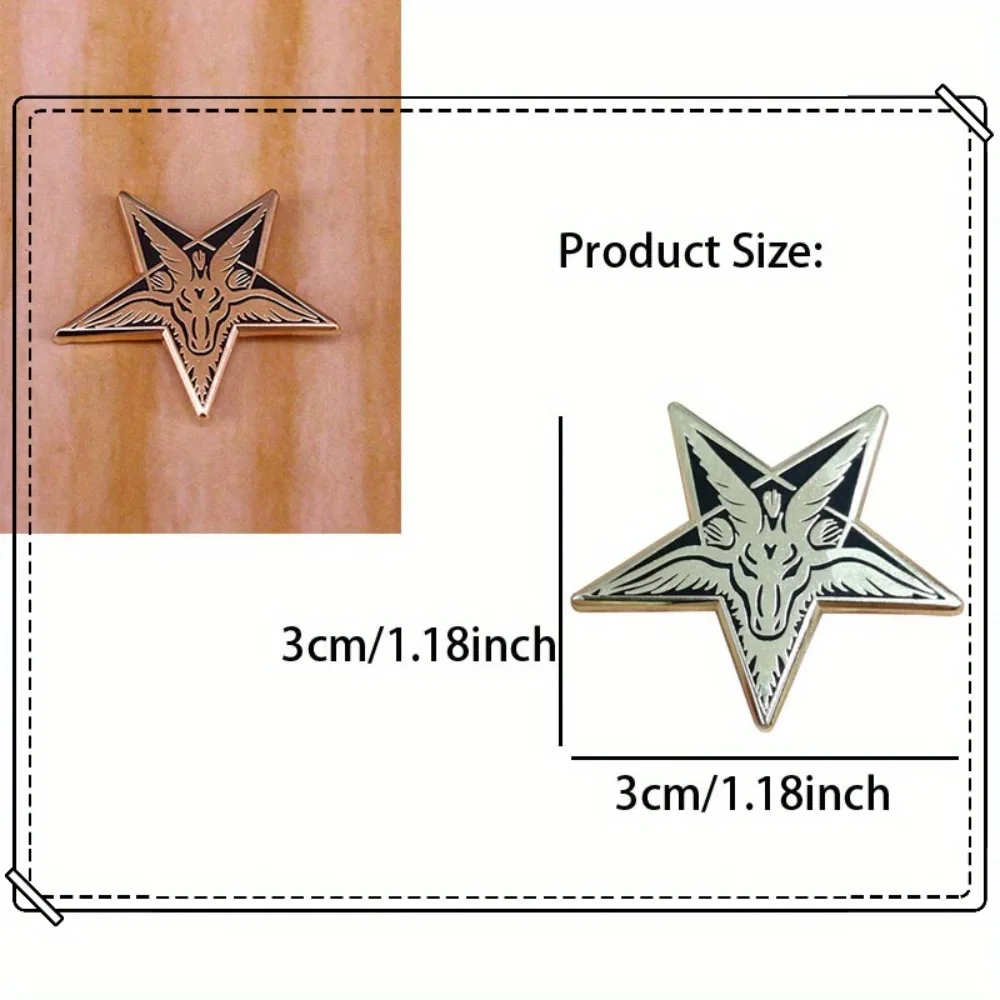 Star Shaped Baphomet Goat Brooch Accessory 3 Star Shaped Baphomet Goat Brooch Accessory - Image 3