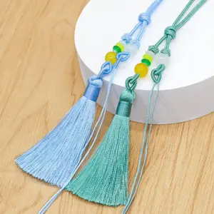 Pastel Pink Handwoven Tassel with Beads 10 S2c58b7725a9f43169256963198e5f167h