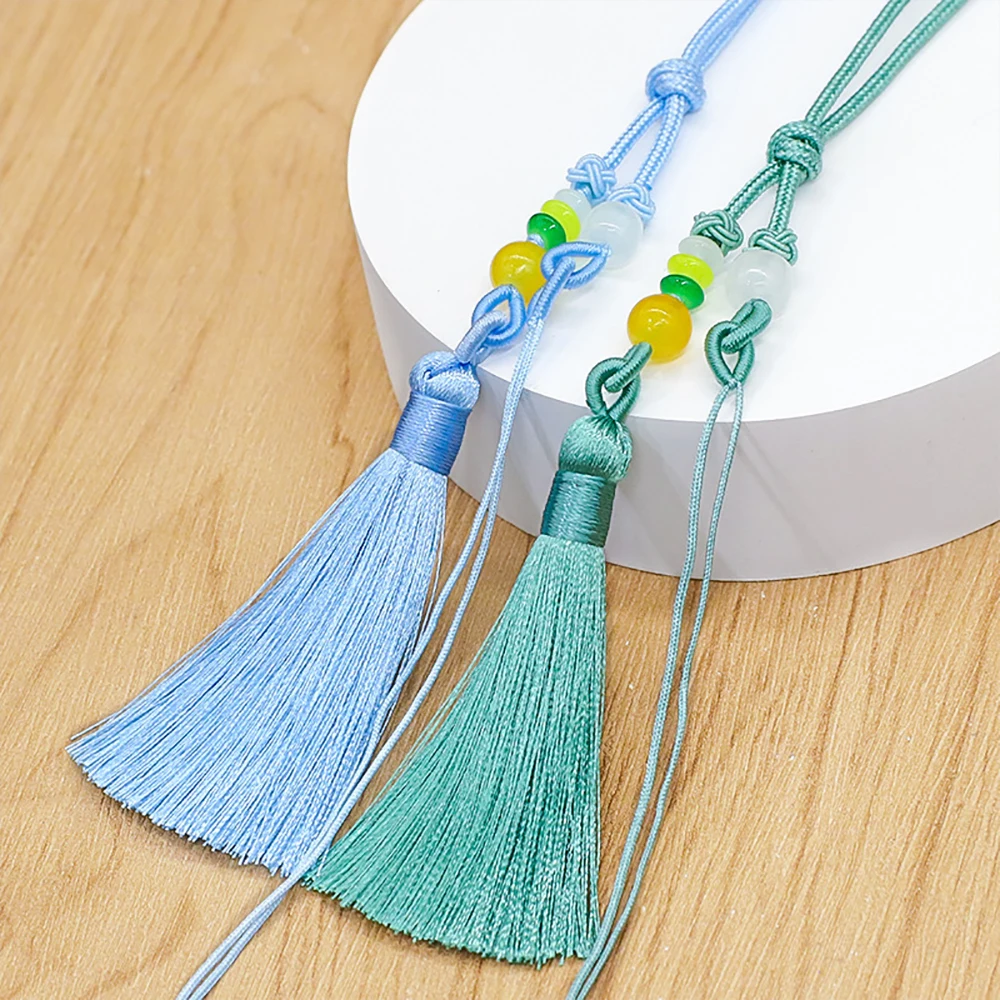 Pastel Pink Handwoven Tassel with Beads 3 Pastel Pink Handwoven Tassel with Beads - Image 3