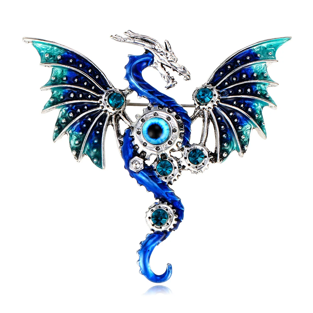 Fantasy Dragon Brooch with Gem Accents 7 Fantasy Dragon Brooch with Gem Accents - Image 7