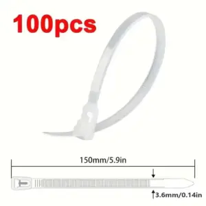 100-Pack Reusable Nylon Cable Ties 4x150mm 15 S2cc2b46f678b4e9eab4ac6b014f54f38O