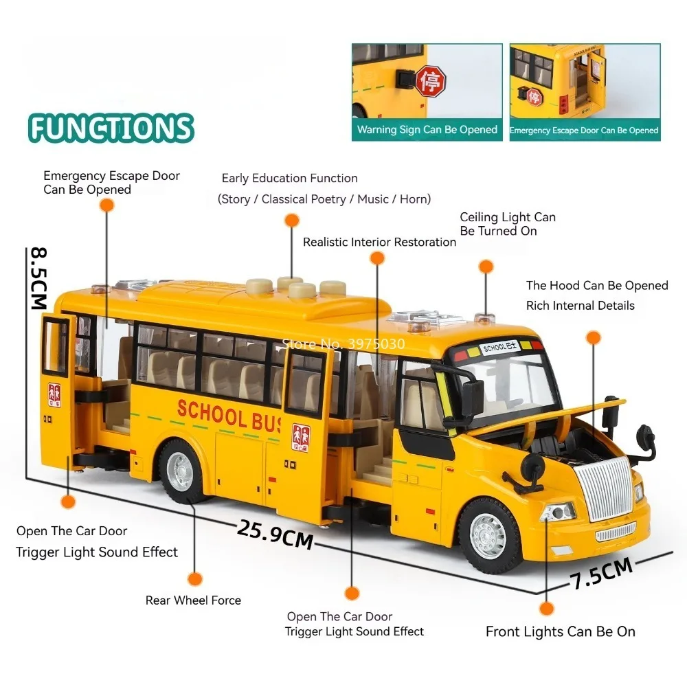 1:24 Scale School Bus Model Car 6 1:24 Scale School Bus Model Car - Image 6