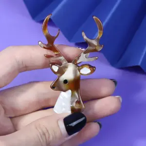 Vintage Amber Deer Head Pin for Jackets and Bags 11 S2cfc6cc1c0674a12961f8846677fd11cB