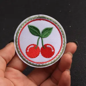 Set of 5 Cherry Embroidered Iron-On Patches