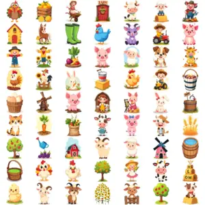 Colorful Farm Cartoon Temporary Tattoos Set 13 S2d471c9226584214a57a802ec8805fc2k
