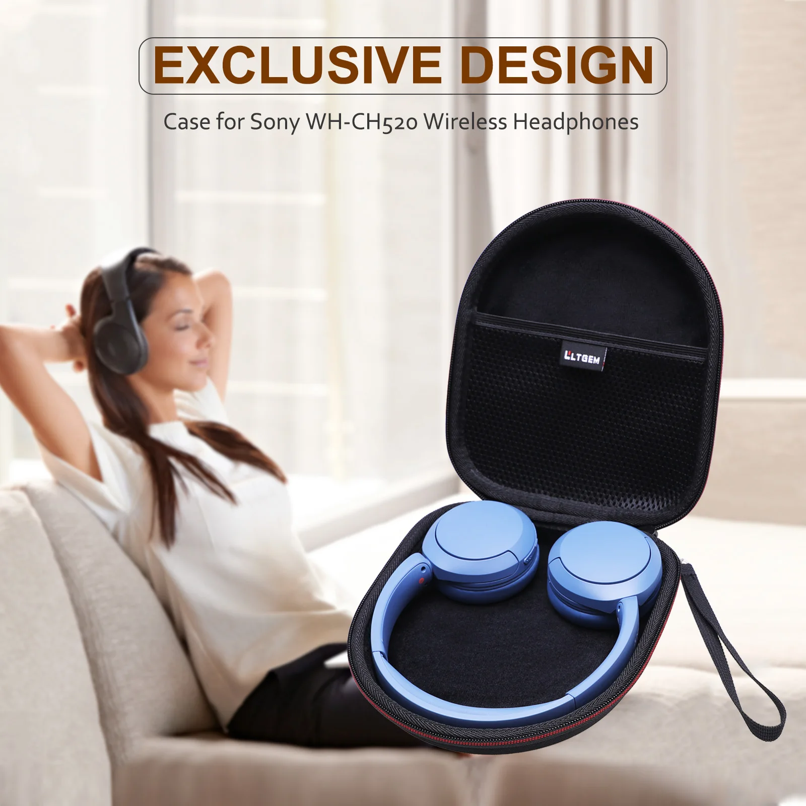 EVA Hard Case for Sony WH-CH520 Headphones 6 EVA Hard Case for Sony WH-CH520 Headphones - Image 6