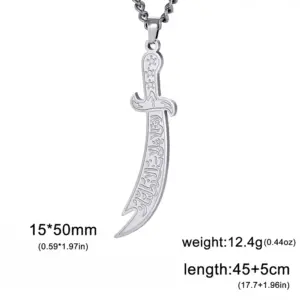 Stainless Steel Zulfikar Pendant Necklace 19 S2eddb09a9ac34aad9e09d1dcdea17f450