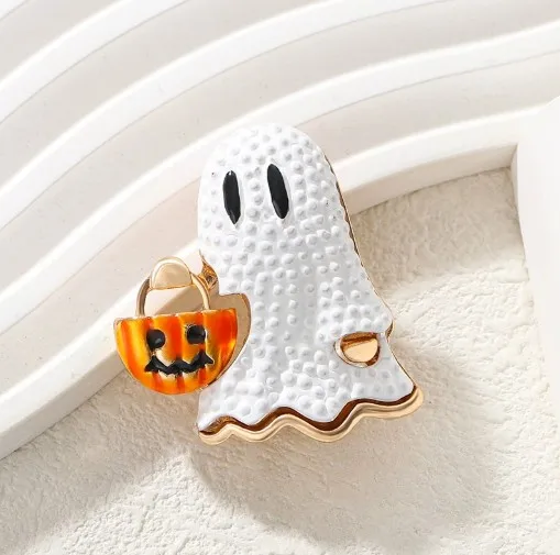 Halloween Ghost and Pumpkin Brooch XZ7413 3 Halloween Ghost and Pumpkin Brooch XZ7413 - Image 3