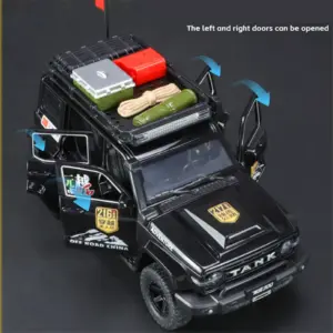Black 1:24 Off-Road SUV Model with Sound & Light 10 S3012f7575dbb4dcf97fb53ff30b69a3fT