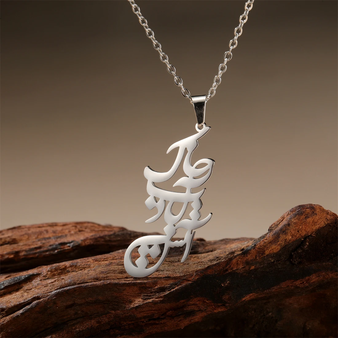 Stainless Steel Calligraphy Necklace for Women 3 Stainless Steel Calligraphy Necklace for Women - Image 3