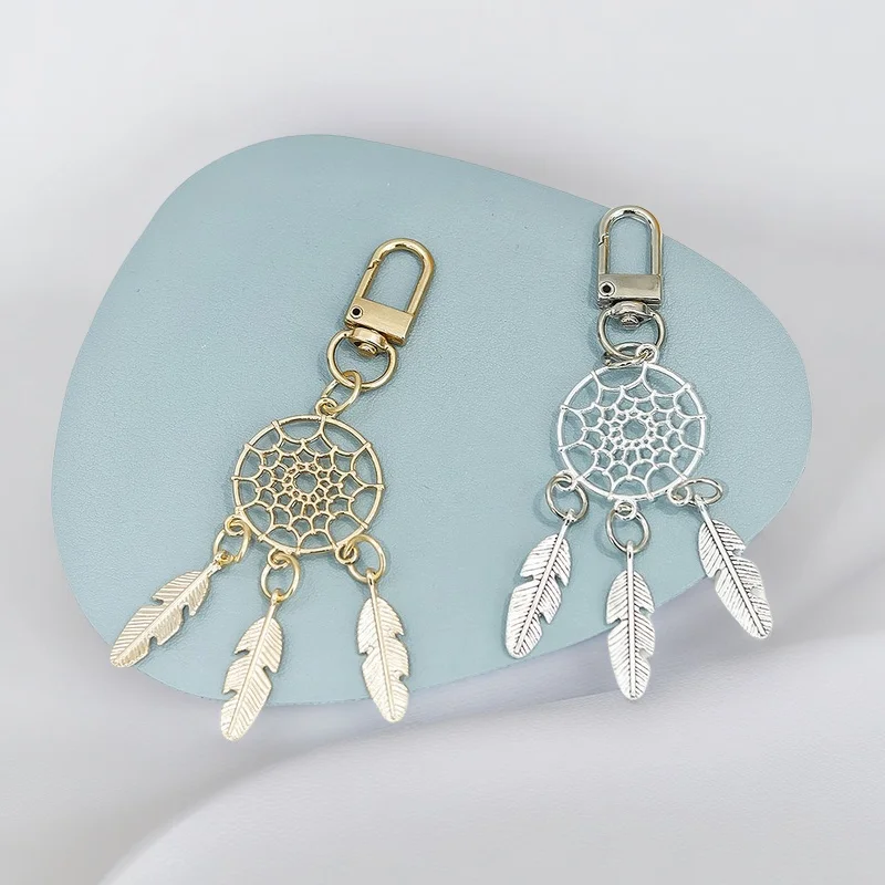 Elegant Dream Catcher Keychain in Champagne Gold 1 Elegant Dream Catcher Keychain in Champagne Gold
