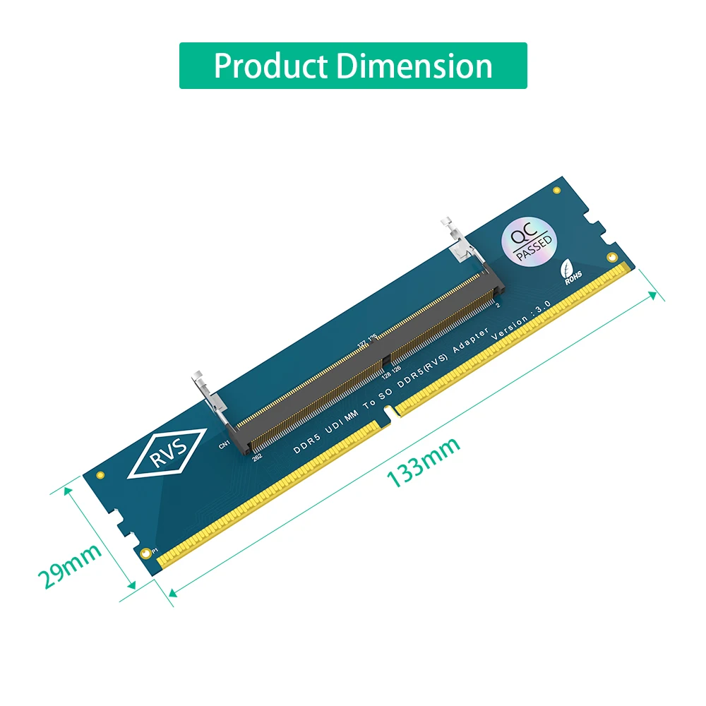 DDR5 SO-DIMM to U-DIMM Adapter 133x29mm 4 DDR5 SO-DIMM to U-DIMM Adapter 133x29mm - Image 4