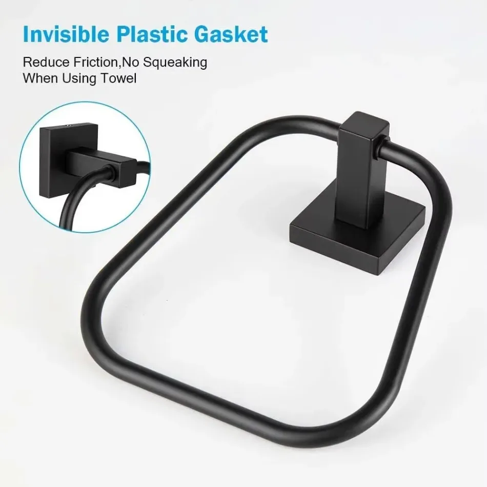 Modern Black Stainless Steel Towel Ring 3 Modern Black Stainless Steel Towel Ring - Image 3