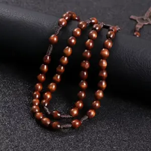Handcrafted Rosary Necklace with Wooden Beads 12 S32b4f21828f249aeb46782cc7cc103c2x