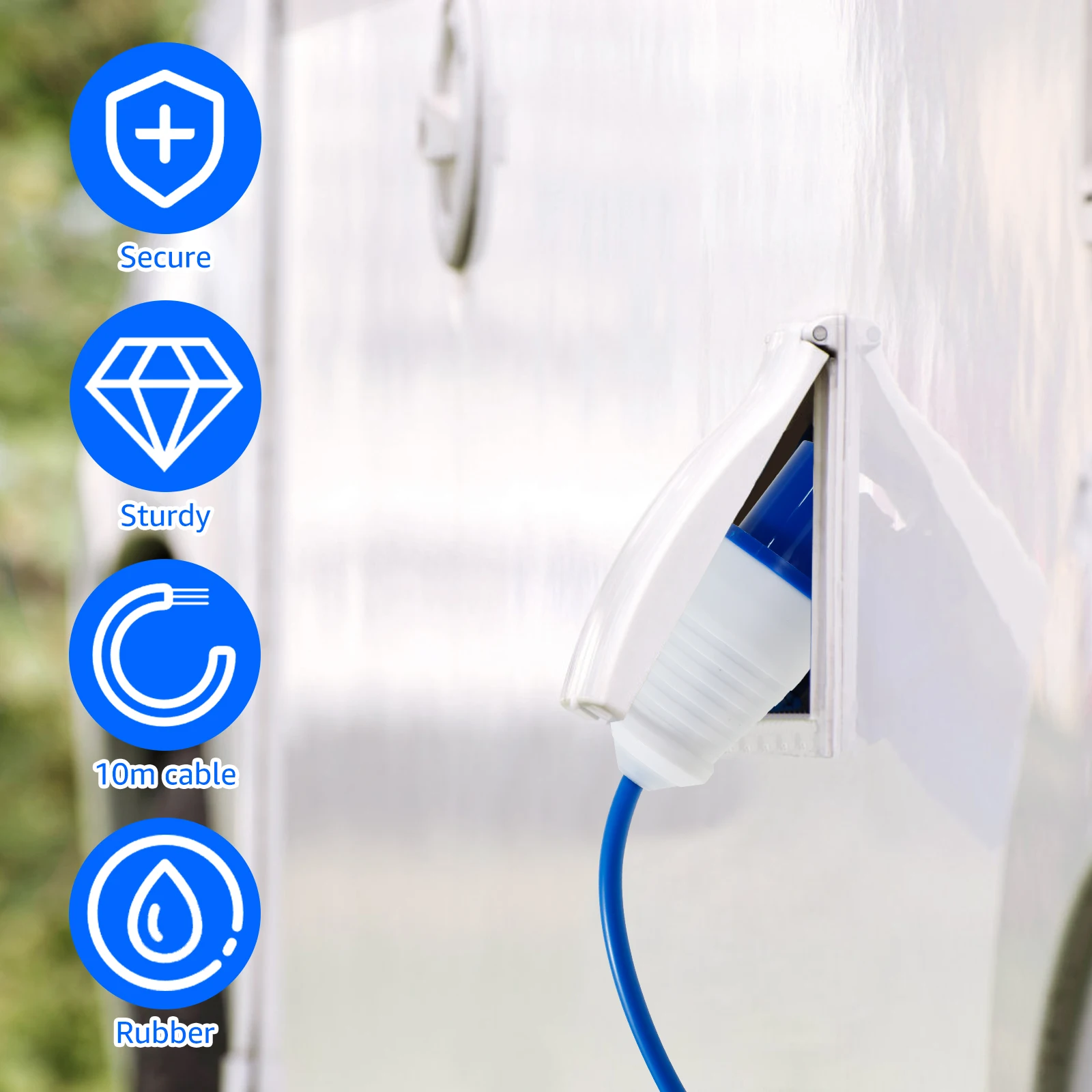 Bright Blue 10m Outdoor Camping Extension Cord 6 Bright Blue 10m Outdoor Camping Extension Cord - Image 6