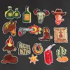 Vibrant Cowboy-Themed Embroidered Patches Set