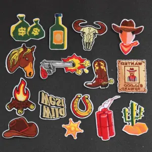 Vibrant Cowboy-Themed Embroidered Patches Set