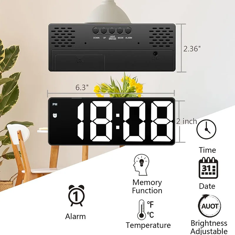 Sleek 6-Inch LED Digital Alarm Clock 6 Sleek 6-Inch LED Digital Alarm Clock - Image 6