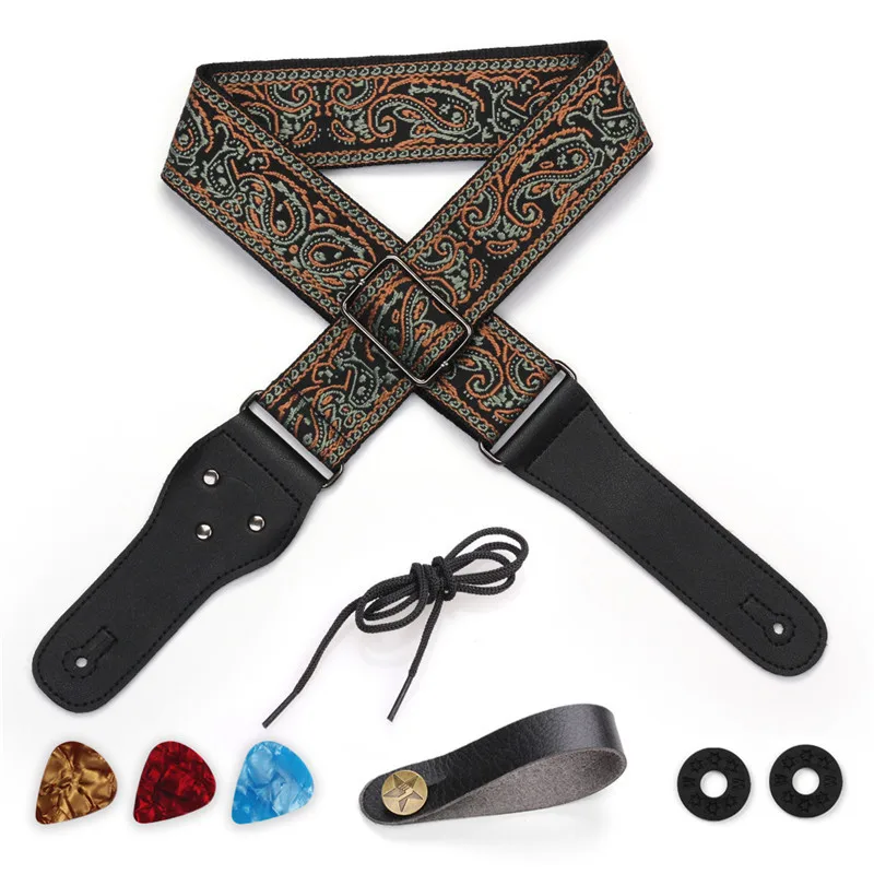 Embroidered Guitar Strap with Paisley Design 5 Embroidered Guitar Strap with Paisley Design - Image 5