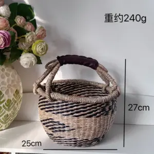 Rustic Handwoven Fruit Basket with Leather Handles 17 S34520392f720471cad5cb84d0569d8cf7