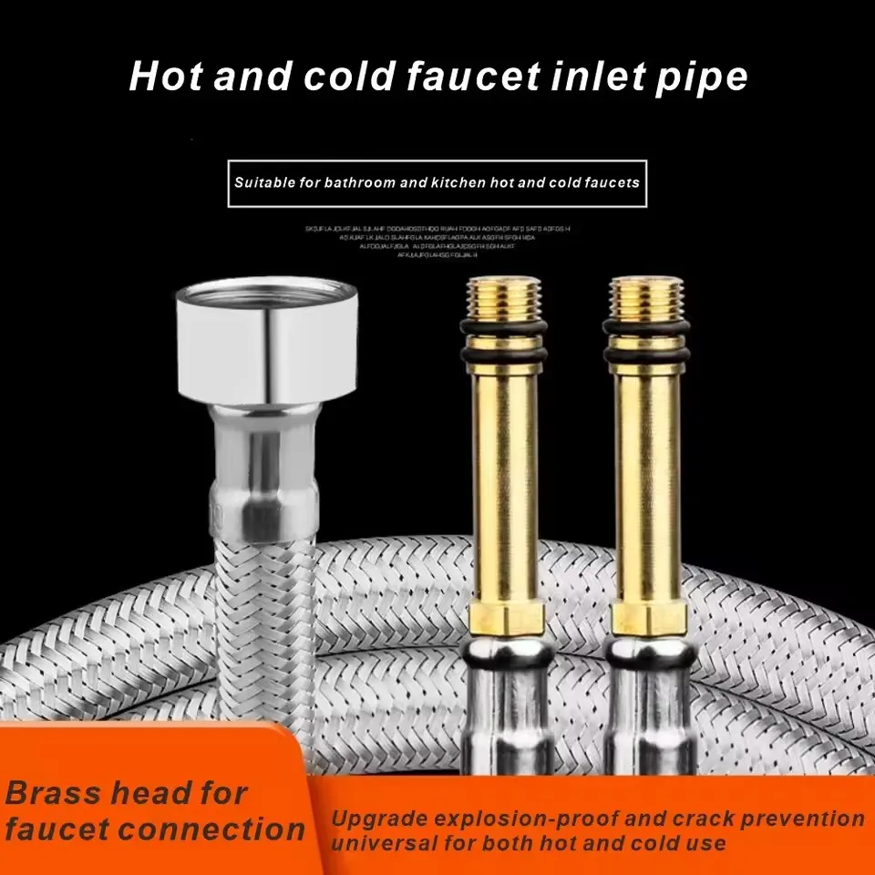 Stainless Steel Kitchen Faucet Inlet Hose Adjustable Length 2 Stainless Steel Kitchen Faucet Inlet Hose Adjustable Length - Image 2