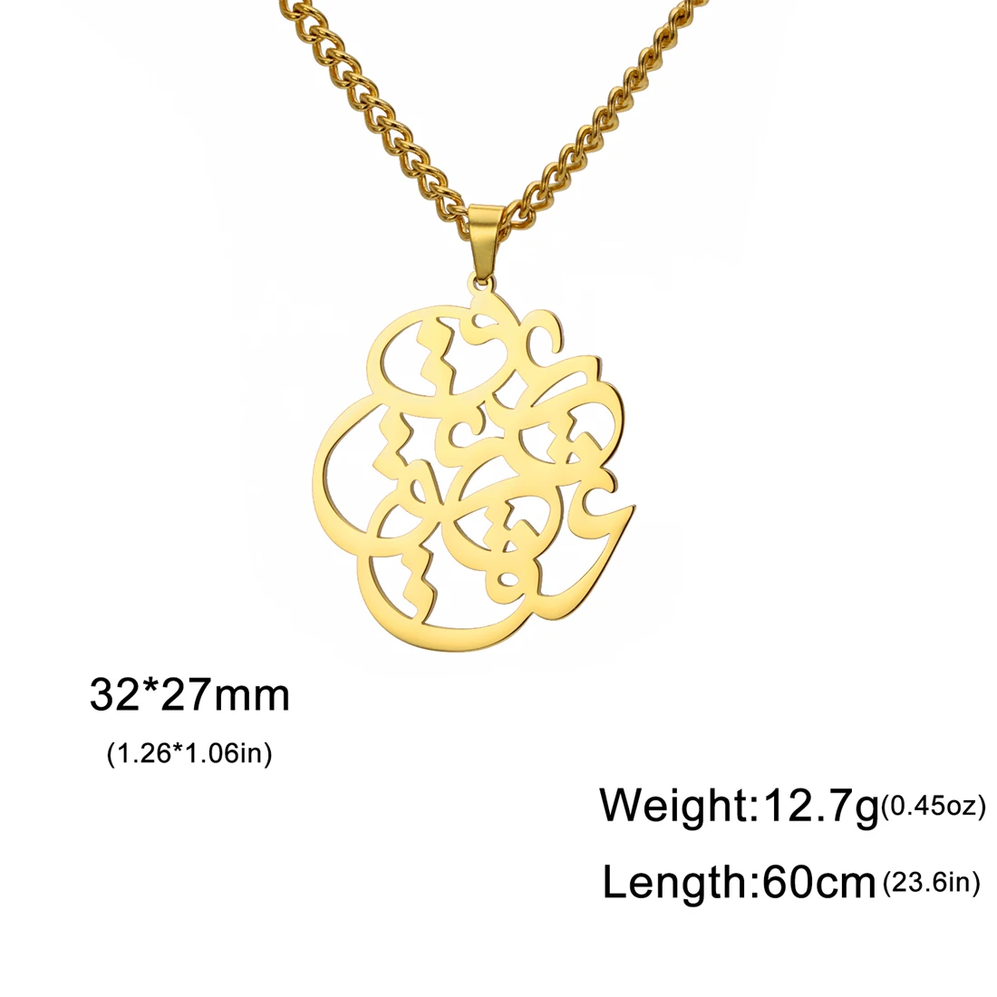 Stainless Steel Calligraphy Necklace for Women 10 Stainless Steel Calligraphy Necklace for Women - Image 10