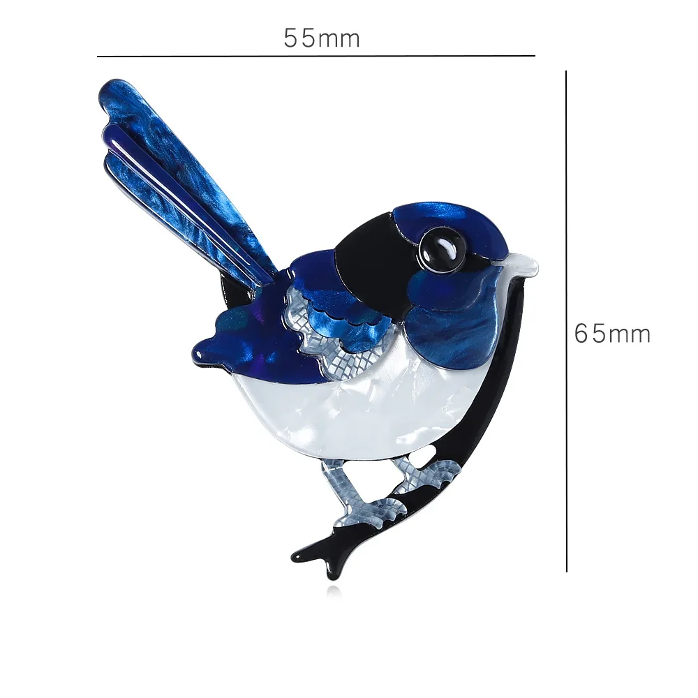 Blue Magpie Acrylic Brooch for Fashion 2 Blue Magpie Acrylic Brooch for Fashion - Image 2