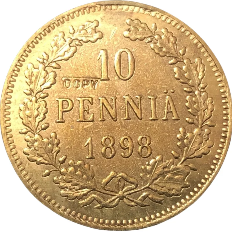 Vintage 1898 Finland 10 Pennia Copper Coin 1 Vintage 1898 Finland 10 Pennia Copper Coin